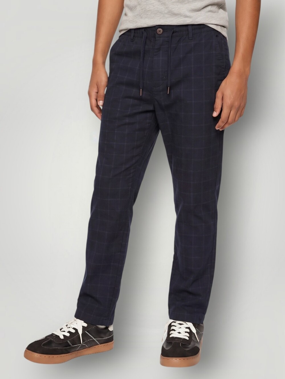 Hollister Epic Flex Crop Taper Pants Men's XL Navy Windowpane Check Drawstring